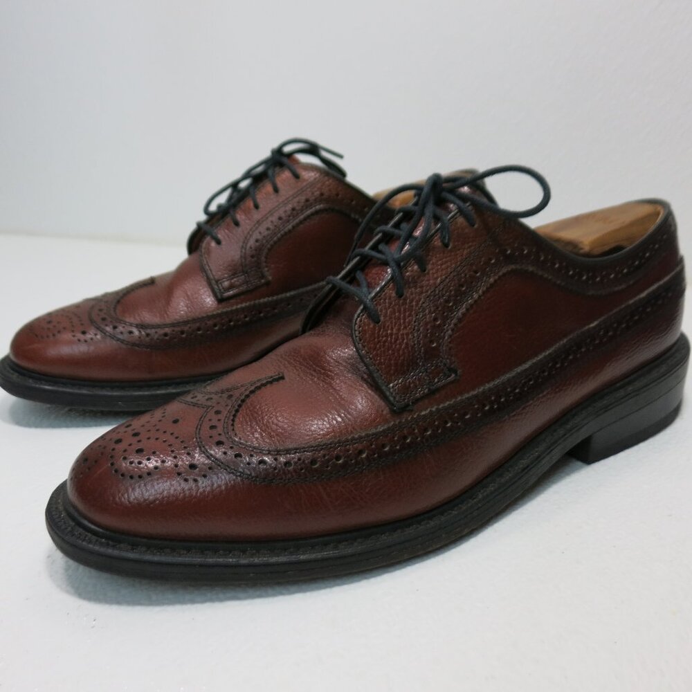 Dexter Pebble Grained Long Wingtip Dress Oxfords Footwear Men's Shoes Sz 9.5 E